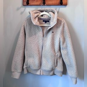 Tommy Hilfiger Beige Sherpa Teddy Hooded Jacket (SM)